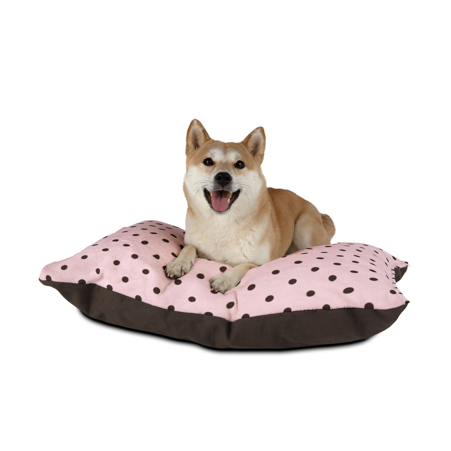 Fur Baby Pink Mocha Polka Dot Plush Pet Bed — Cushion for Dogs & Cats
