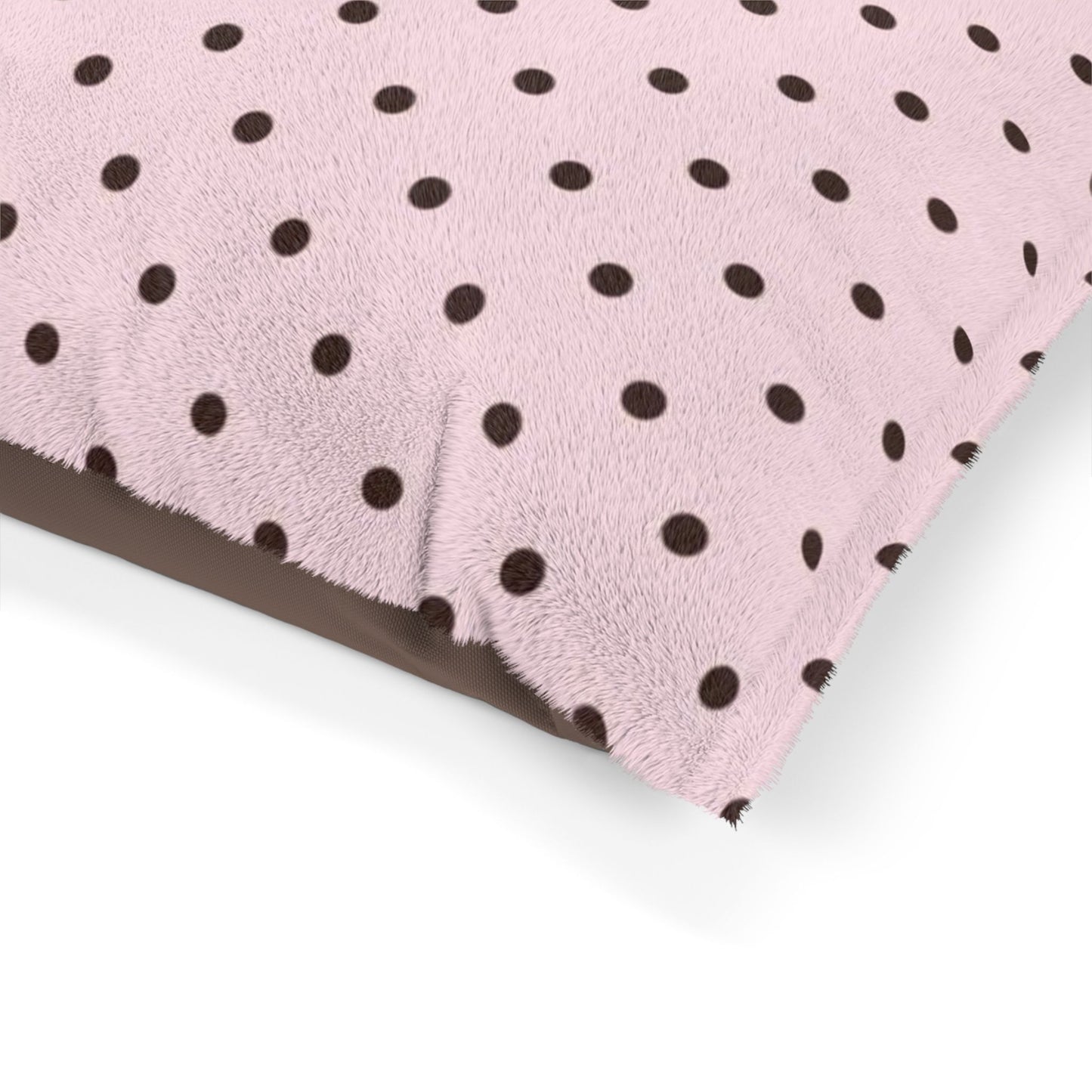 Fur Baby Pink Mocha Polka Dot Plush Pet Bed — Cushion for Dogs & Cats